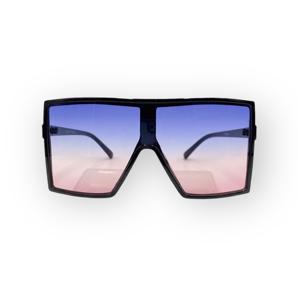 new Oversize Retro Flat Top Translucent Sunglasses ☀︎︎ Black / Blue Pink Lens